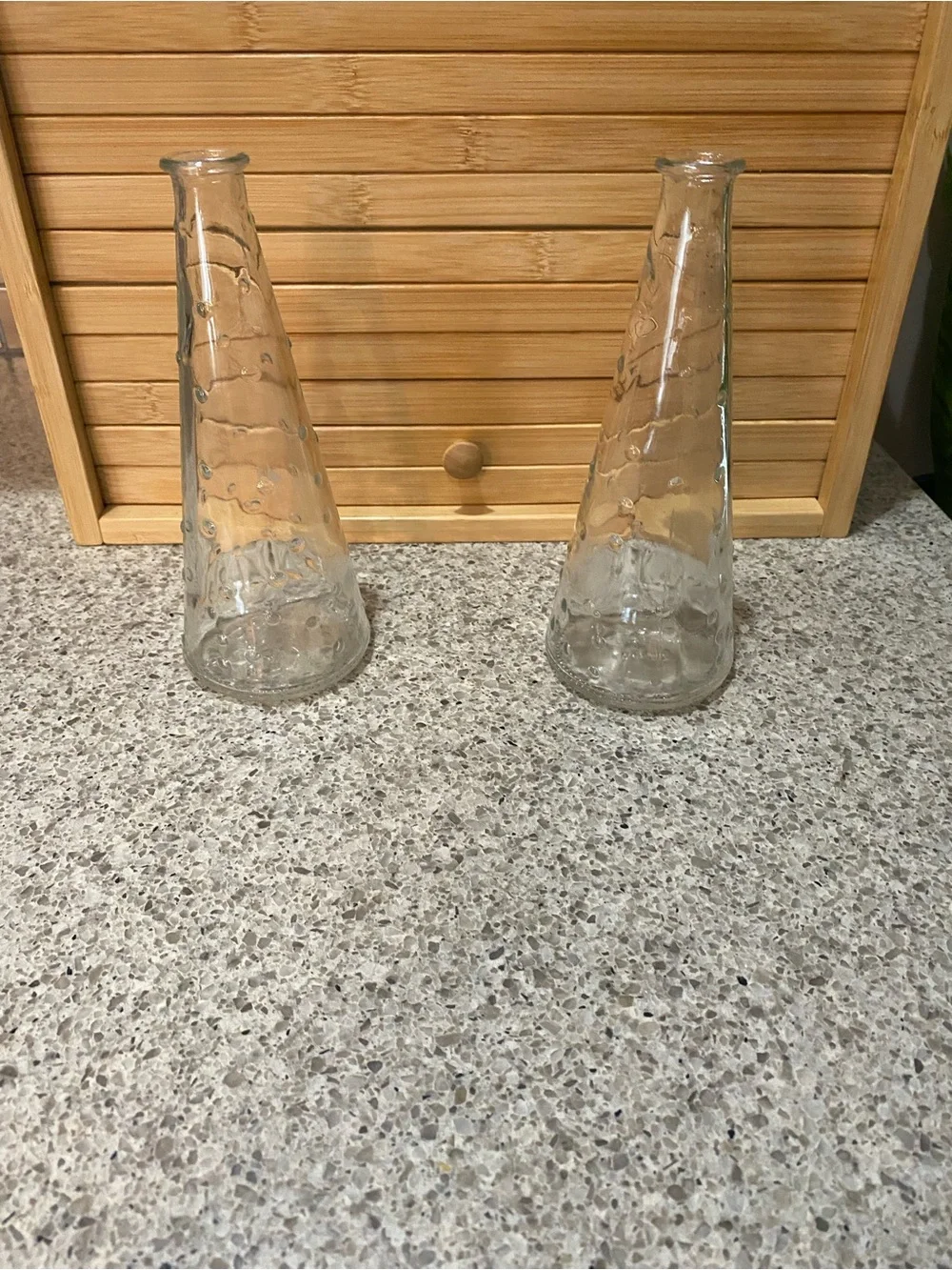 IKEA Emma Dafnas Clear Textured Glass Cone Bud Vases - Pair